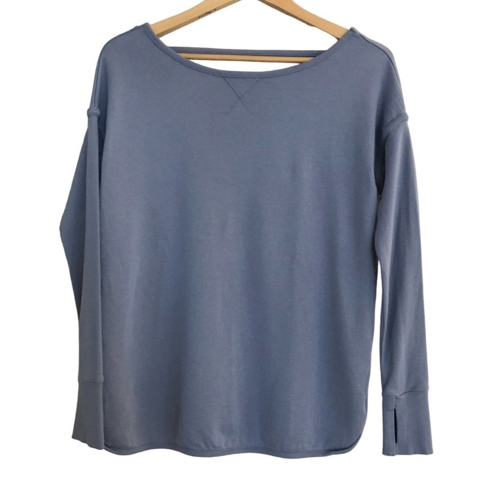 Sweaty Betty London Sweatshirt Womens Size XS Blue Long Sleeve Open Back‎